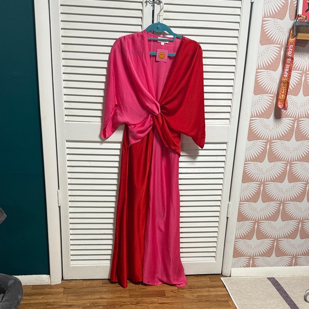 Dressed in LALA Bold Red and Pink Maxi Dress